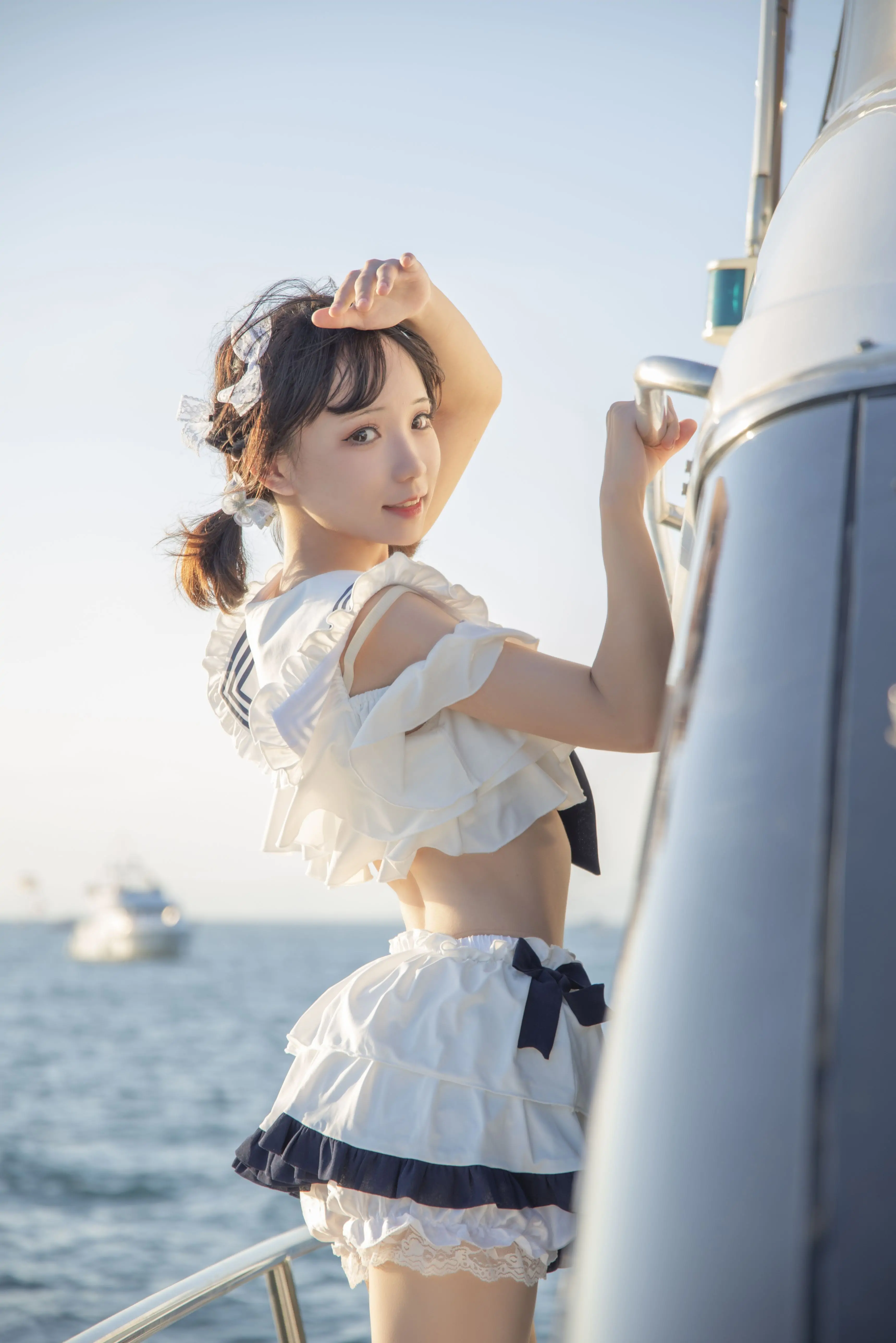 花柒Hana – 三亚熊之海军风泳装