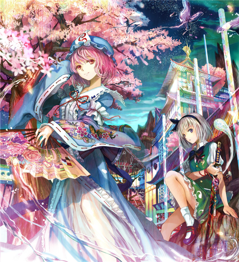 东方project西行寺幽幽子壁纸图包原画插画素材P站同人图合集